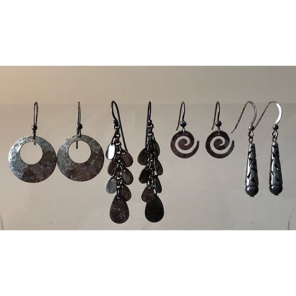 Collection of sterling silver dangle earrings
